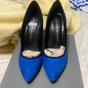 Indigo color and royal blue color. New, never worn high heels. Size 8.